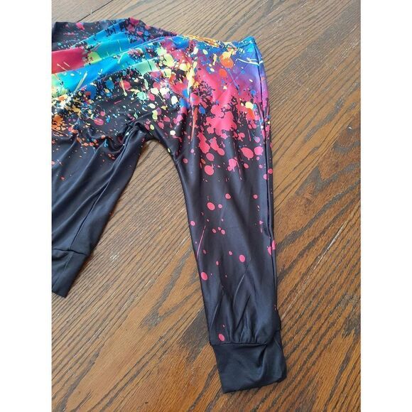 HOST PICK  New Small Long Sleeve Round Neck Paint Splatter Loose Fit Shirt Top - Picture 3 of 5